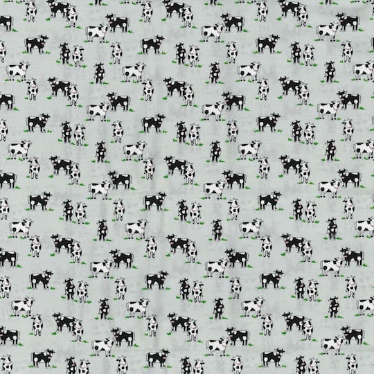 Fabric Traditions Cows on Gray Cotton Fabric